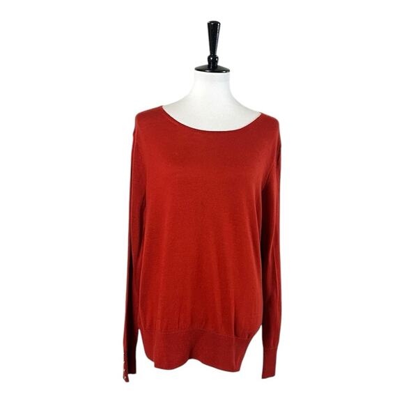 Dressbarn Sweater Scoop Neck Button Sleeves Burnt Deep Orange Women’s Size XL - Picture 1 of 11